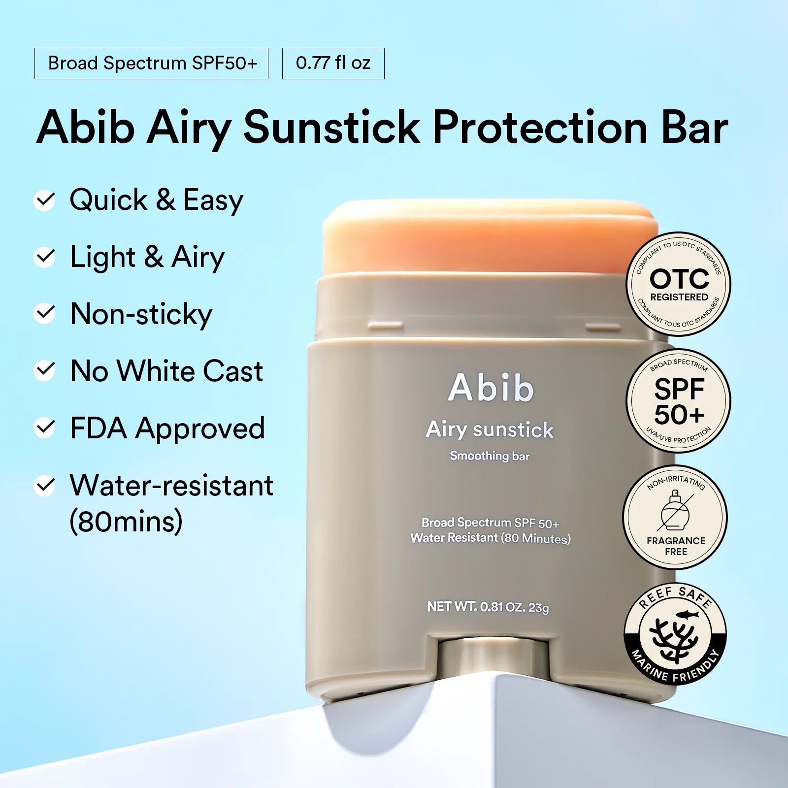 Abib Airy Sunstick Smoothing Bar SPF50+ | Protector Solar En Barra Ligero