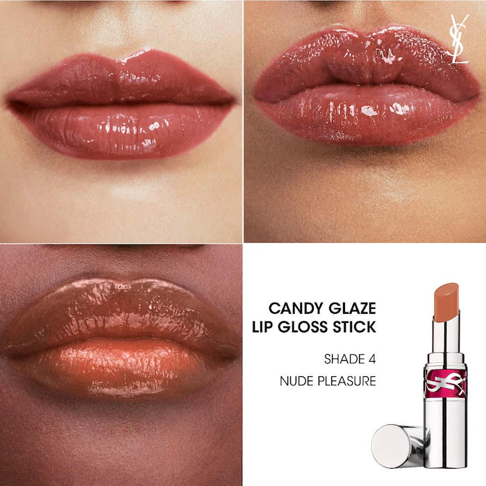 Bajo Pedido - Yves Saint Laurent Candy Glaze Lip Gloss Stick | Brillo Hidratante con Ácido Hialurónico y Vitamina E
