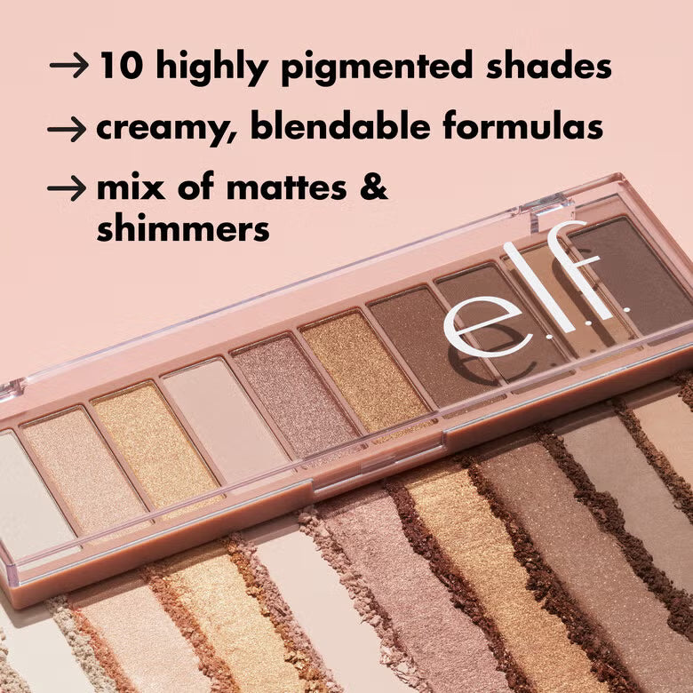 ELF Perfect 10 Eyeshadow Palette — Paleta De Sombras Con 10 Tonos Neutros y Glamour De Alta Pigmentación