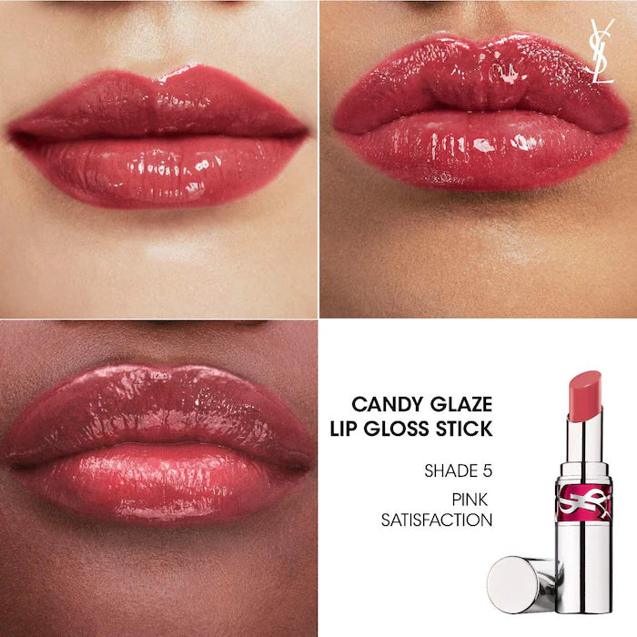 Bajo Pedido - Yves Saint Laurent Candy Glaze Lip Gloss Stick | Brillo Hidratante con Ácido Hialurónico y Vitamina E