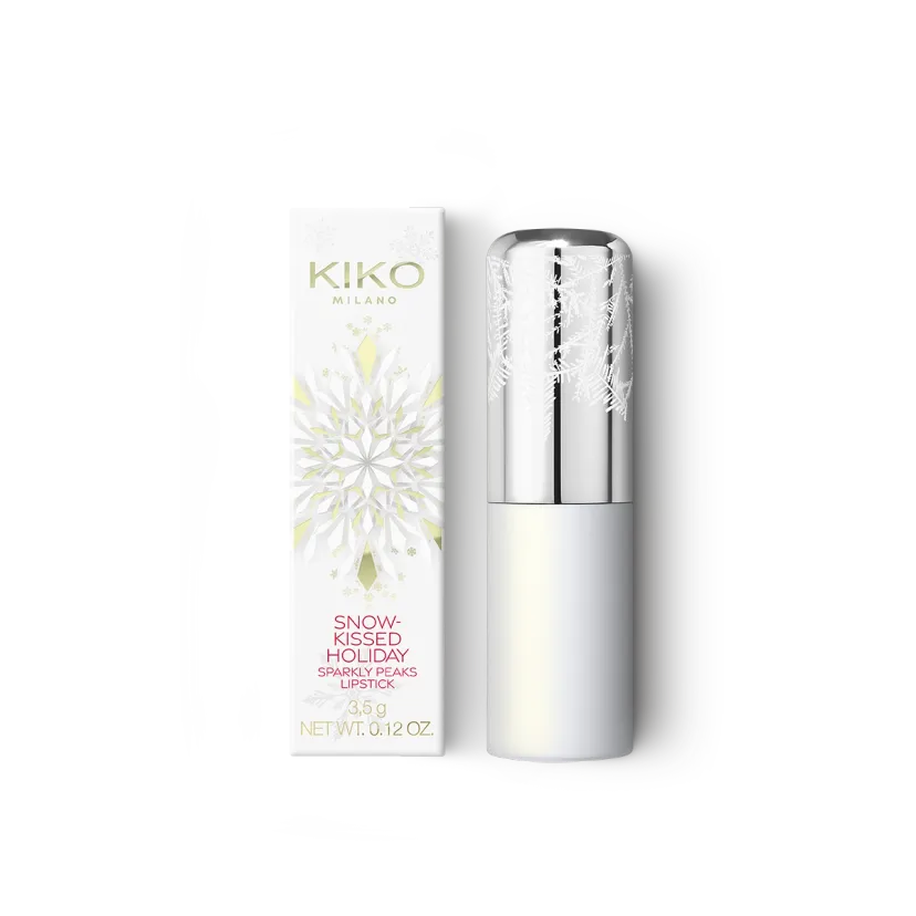 KIKO MILANO Snow-Kissed Holiday Sparkly Peaks Lipstick — Labial Festivo con Acabado Brillante