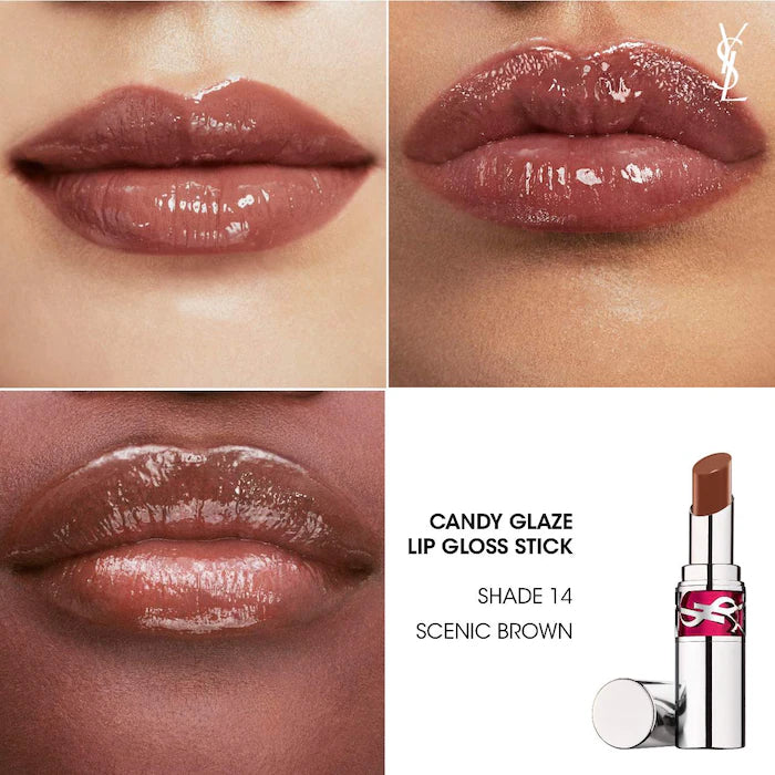 Bajo Pedido - Yves Saint Laurent Candy Glaze Lip Gloss Stick | Brillo Hidratante con Ácido Hialurónico y Vitamina E