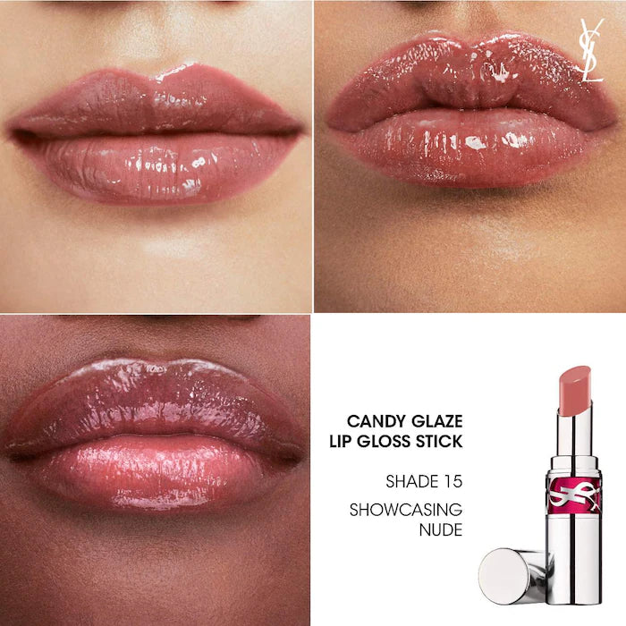 Bajo Pedido - Yves Saint Laurent Candy Glaze Lip Gloss Stick | Brillo Hidratante con Ácido Hialurónico y Vitamina E