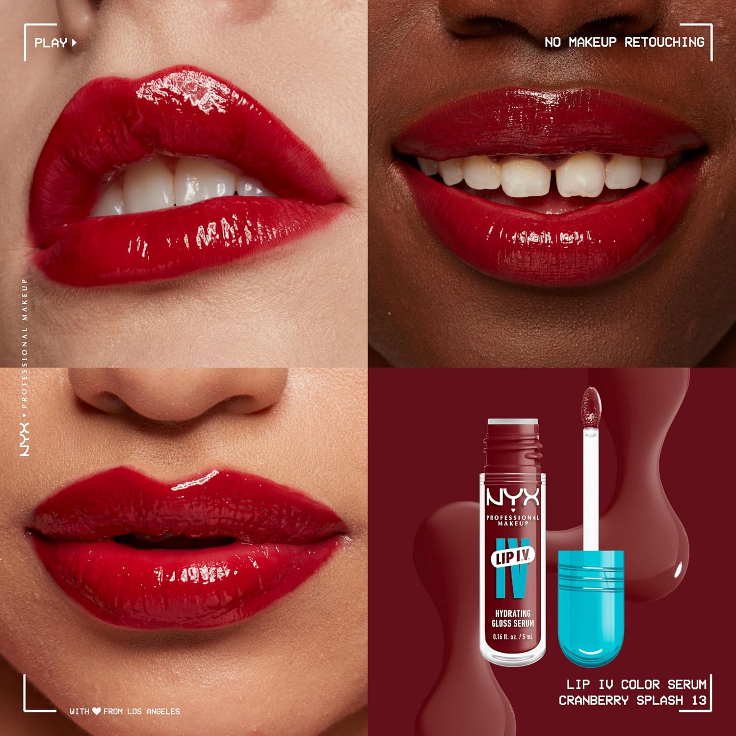 NYX PROFESSIONAL MAKEUP Lip IV - Gloss hidratante - CRANBERRY SPLASH 13 image