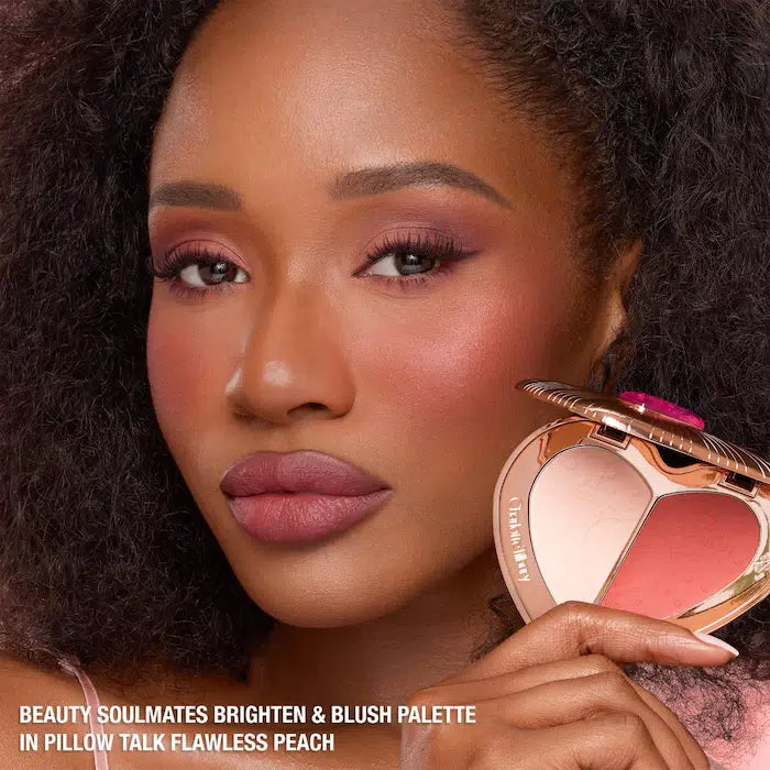 Charlotte Tilbury Pillow Talk Beauty Soulmates Airbrush Flawless Finish Brightening and Blush Powder Palette - Color: Pillow Talk Flawless Peach image 3