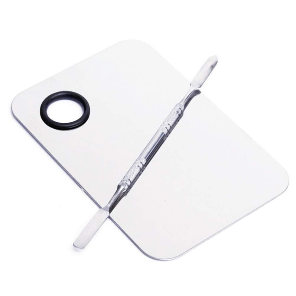 Paleta Mezcladora de Maquillaje con Espátula de Acero Inoxidable