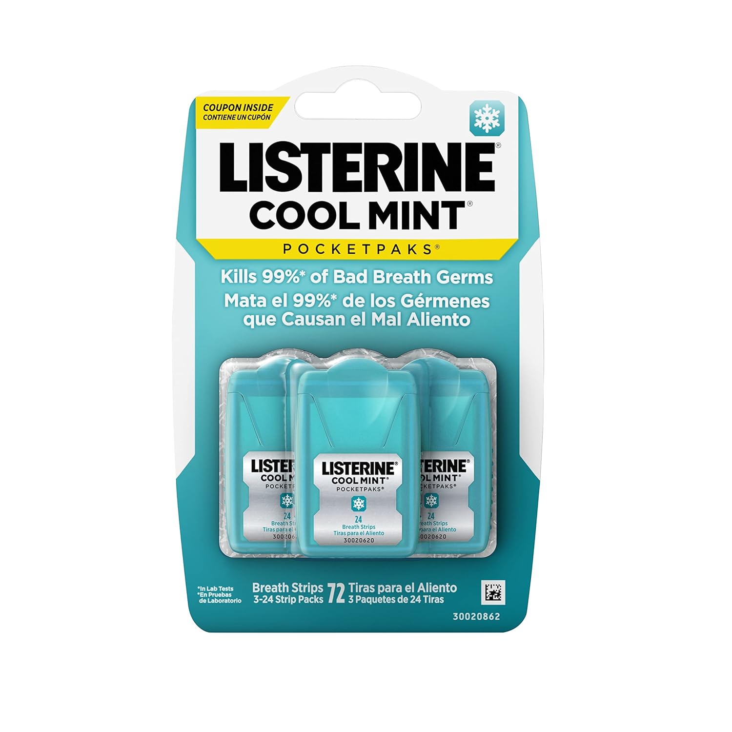 Listerine Cool Mint Pocketpaks - paquete de 24 tiras, paquete de 3 image 0