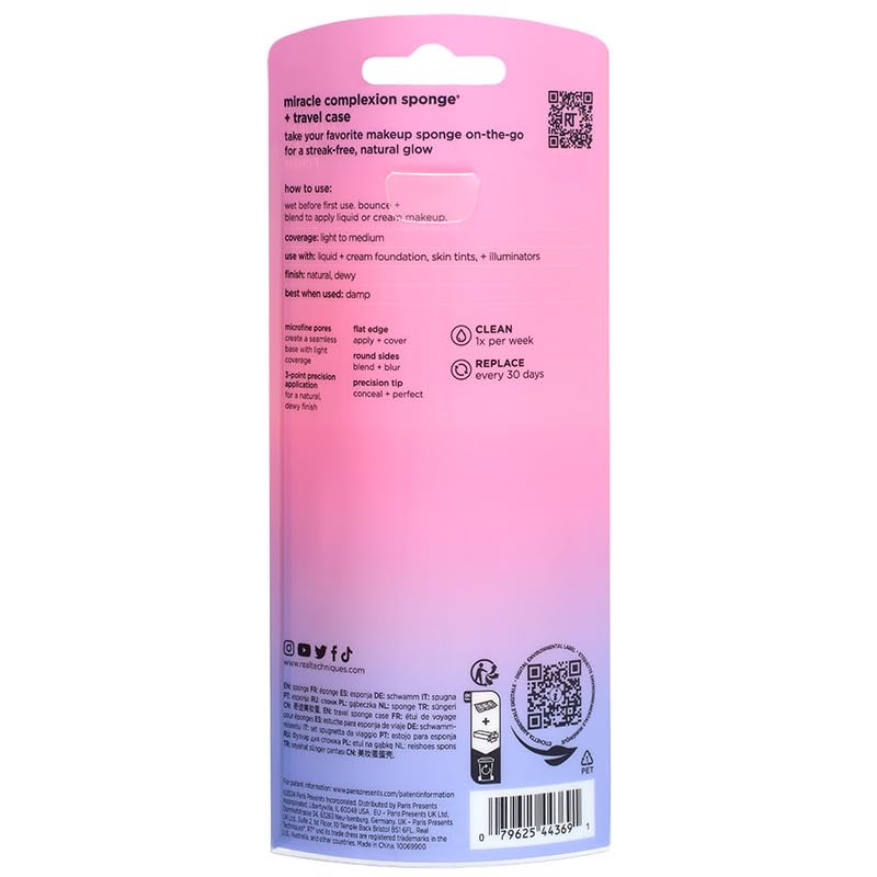 Real Techniques Miracle Complexion Sponge + Travel Case — Esponjas de Maquillaje con Estuche