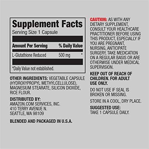 Amazon Elements Glutatión 500mg – 60 Cápsulas Antioxidantes Con Suministro De 2 Meses