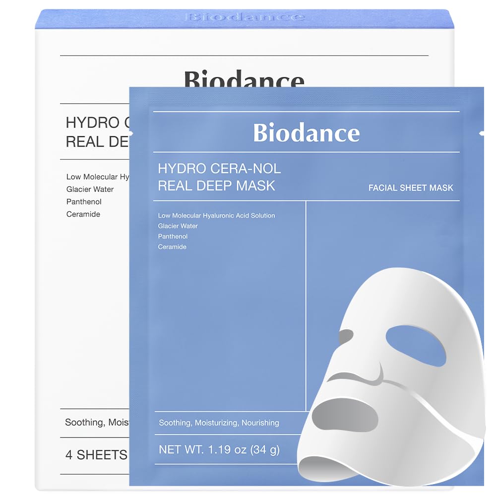 Biodance Hydro Cera-Nol Real Deep Mask – Kit de 4 Mascarillas Faciales Hidratantes y Reparadoras