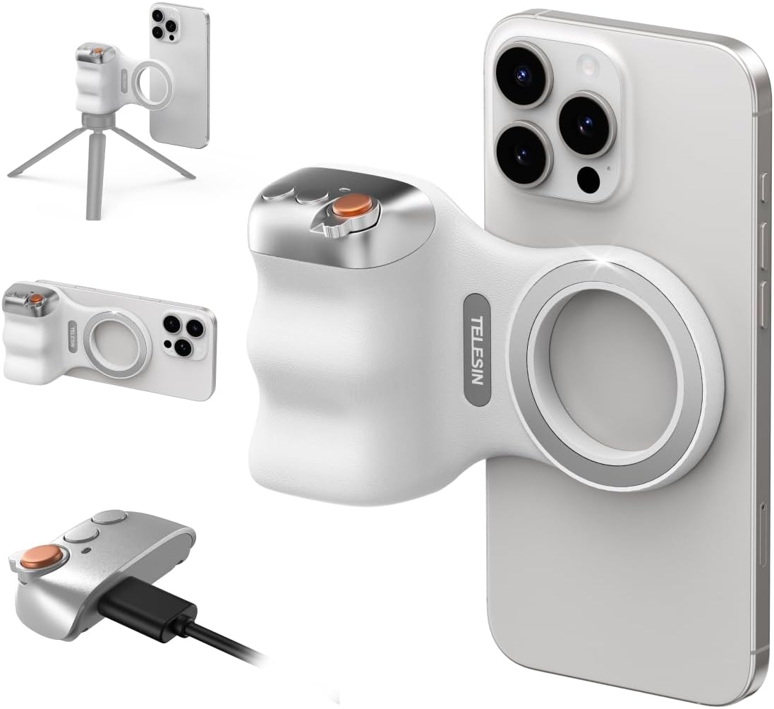 TELESIN Fun Shot — Disparador Bluetooth Con Empuñadura Para Smartphone Compatible Con MagSafe y Trípode