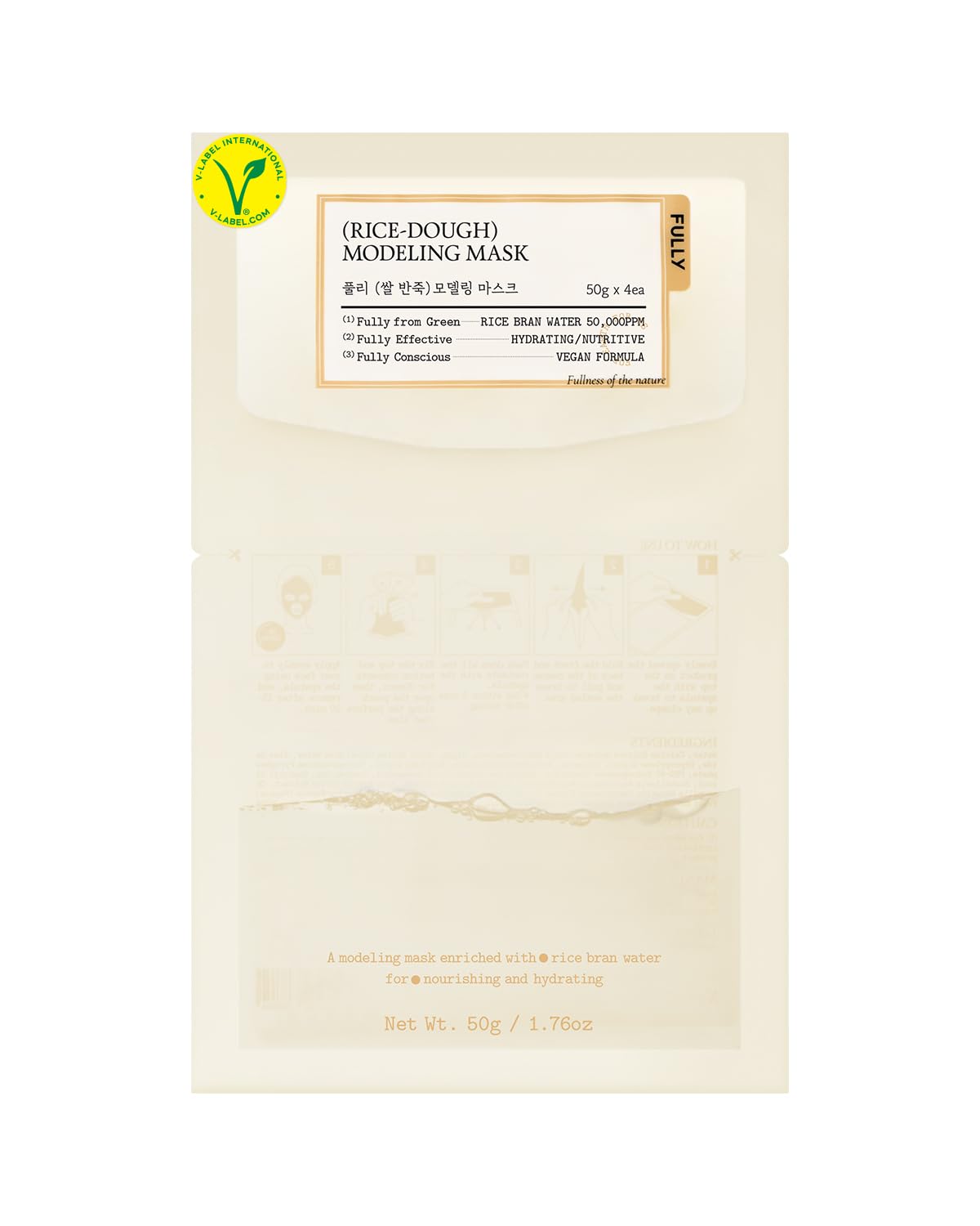 FULLY Rice Dough Modeling Mask – Pack de 4 Mascarillas Faciales Hidratantes y Nutritivas