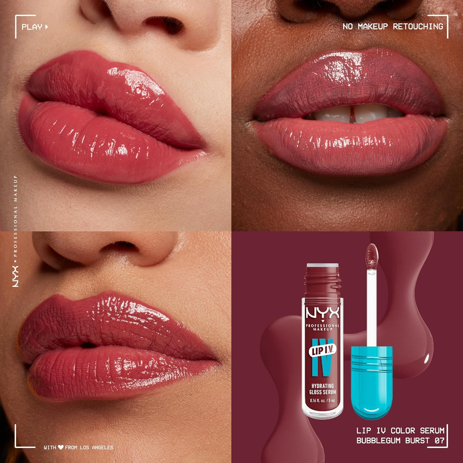 NYX PROFESSIONAL MAKEUP Lip IV - Gloss hidratante - BUBBLEGUM BURST 07 image
