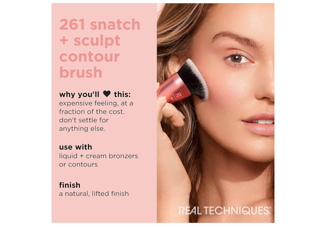 Real Techniques 261 Brocha de maquillaje para contorno líquido y crema y bronceador image 1