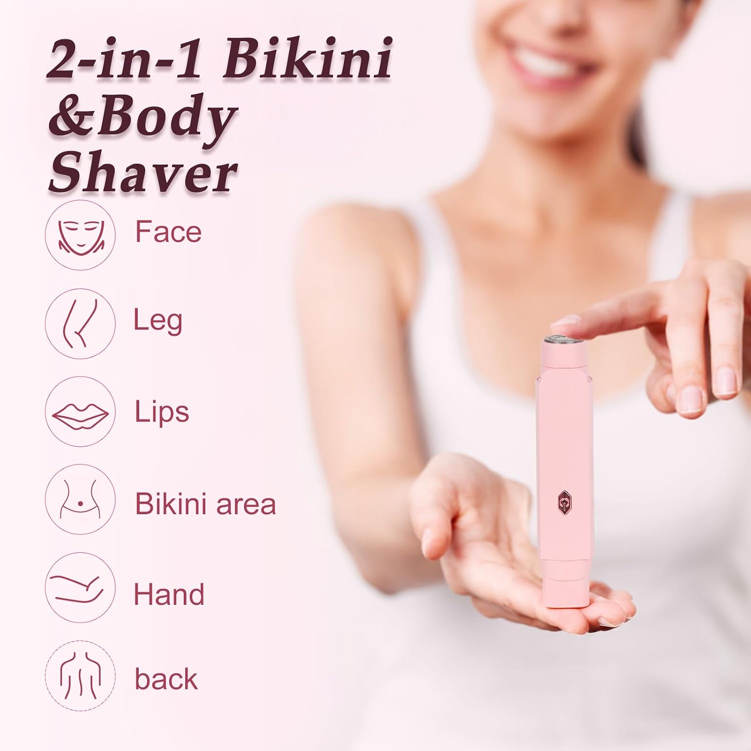 Cardobir Afeitadora Eléctrica 2 En 1 Para Bikini Y Zonas Íntimas – Recargable (Rosa)