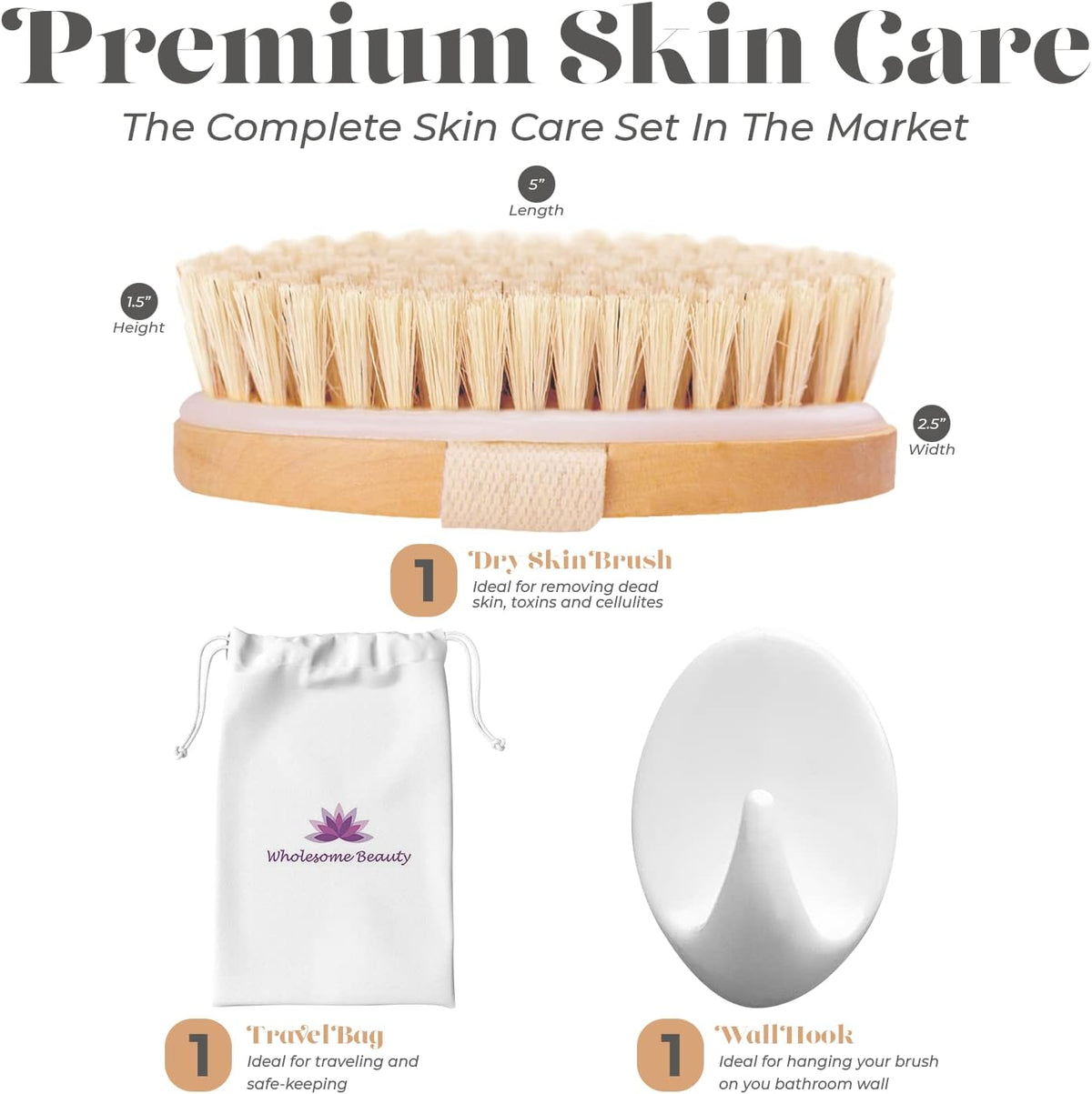 Cepillo Corporal Para Cepillado En Seco – Cerdas Naturales Con Mango De Madera Y Correa Ajustable