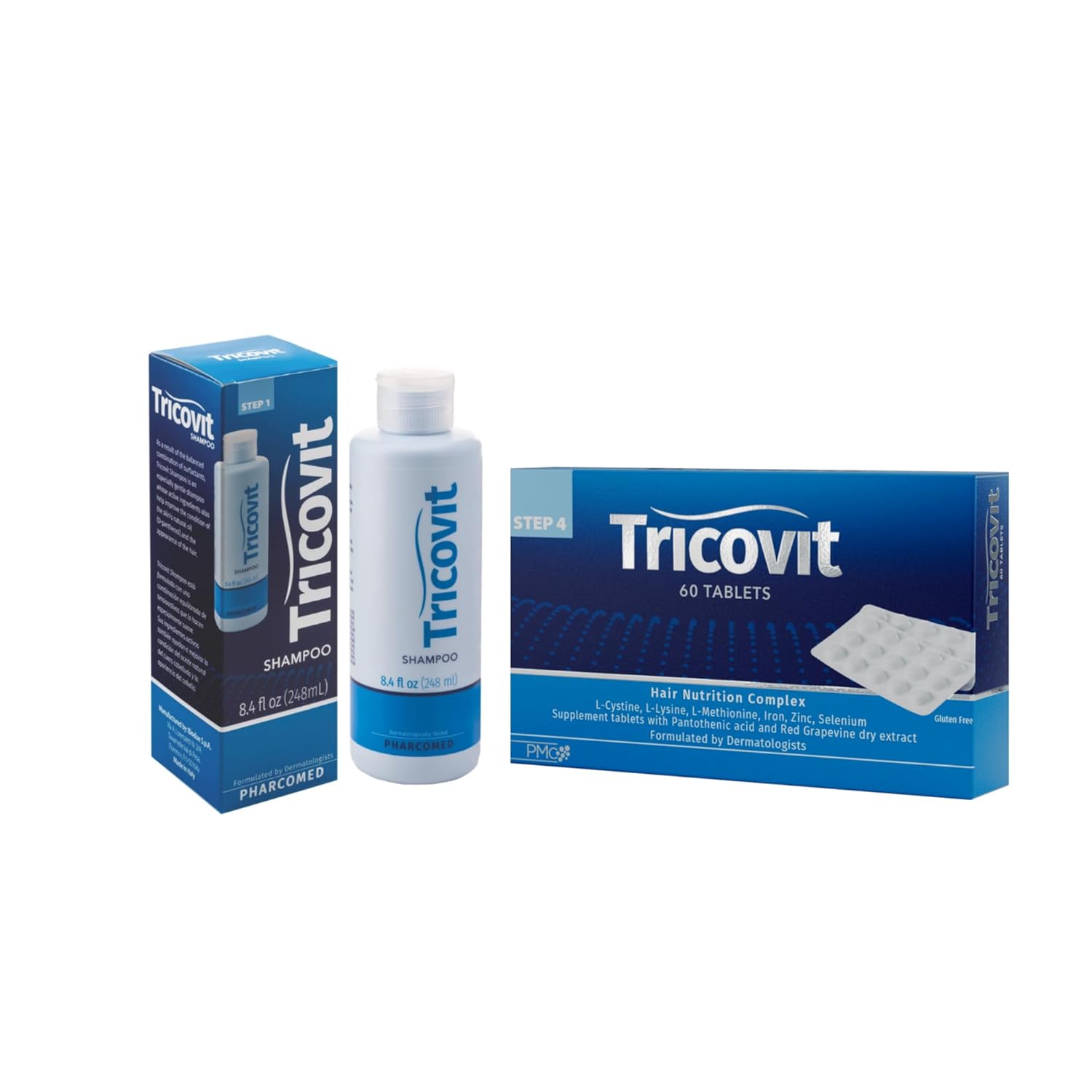 Bajo Pedido - Tricovit Kit Champú, Tabletas y Loción Capilar | Suplemento para Nutrición y Crecimiento del Cabello