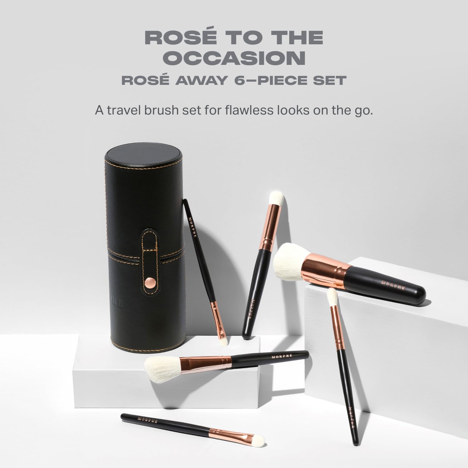 Morphe Rose Away Set De 6 Brochas De Maquillaje Para Rostro Y Ojos Con Estuche | Set de Brochas de Maquillaje