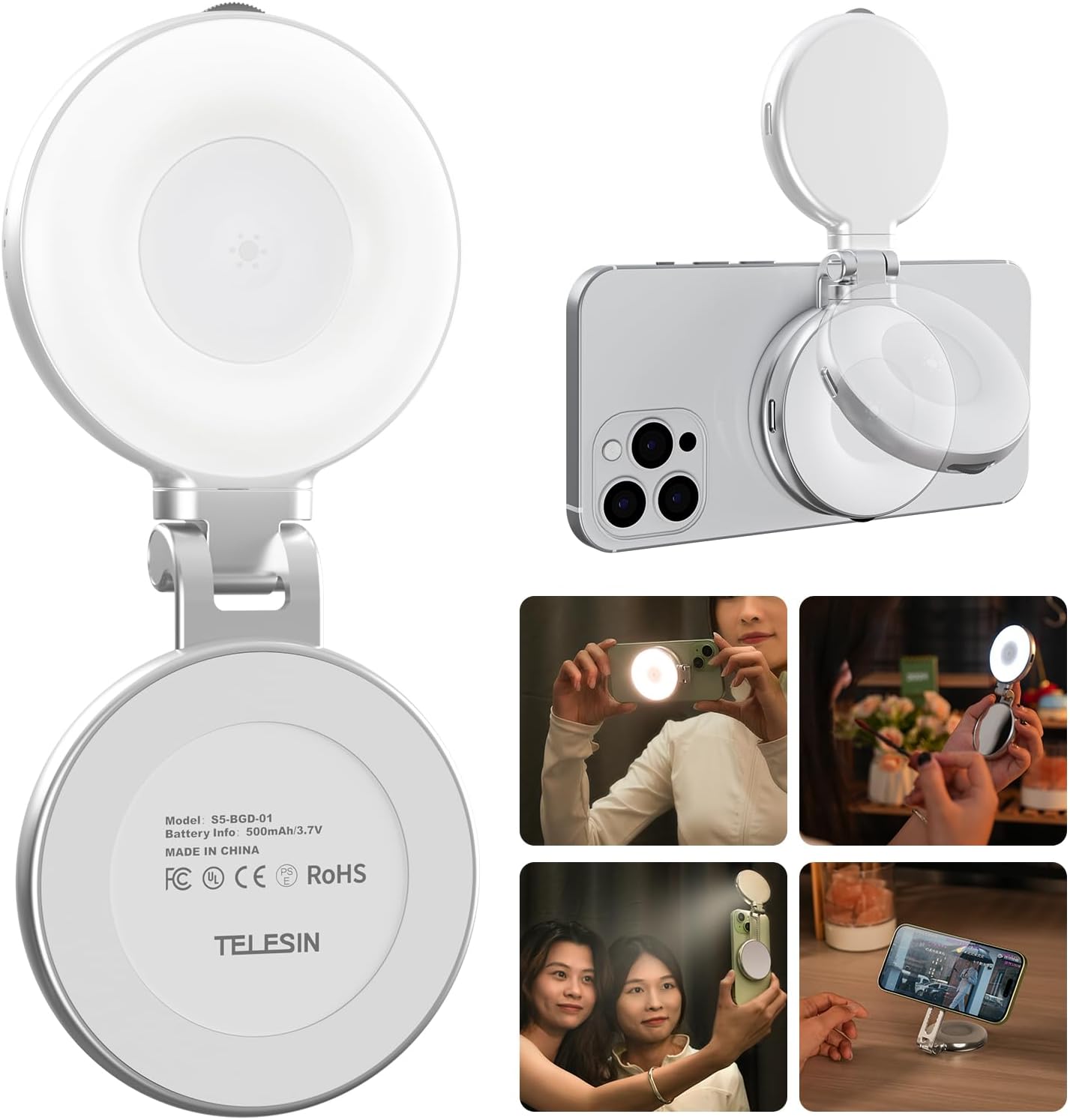 TELESIN C03 Magnetic Selfie Light — Luz LED Magnética Para Selfies y Videos Con Iluminación Profesional