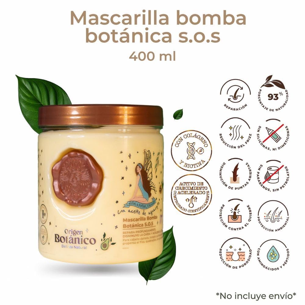 RITUALBOTANICO Mascarilla Bomba Botánica S.O.S. Reparación Profunda Y Crecimiento Capilar 400 ml