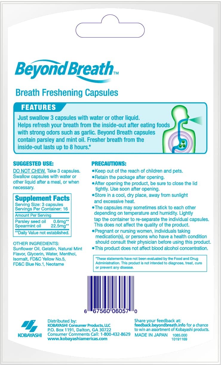 Beyond Breath Cápsulas Refrescantes Para El Aliento 50 Cápsulas