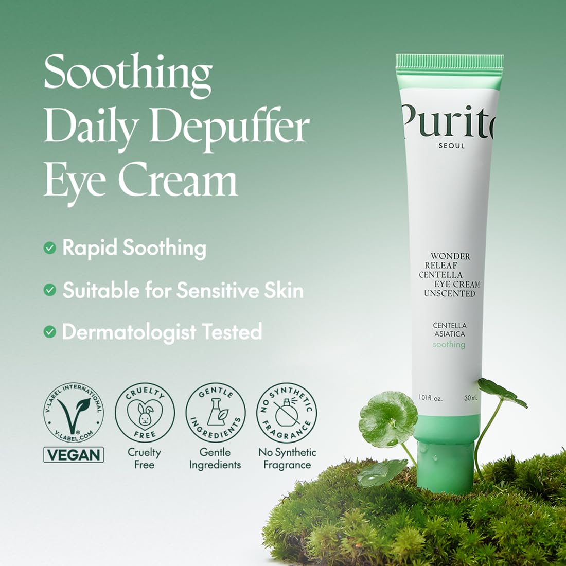PURITO Wonder Releaf Centella Eye Cream Unscented | Crema para Contorno de Ojos