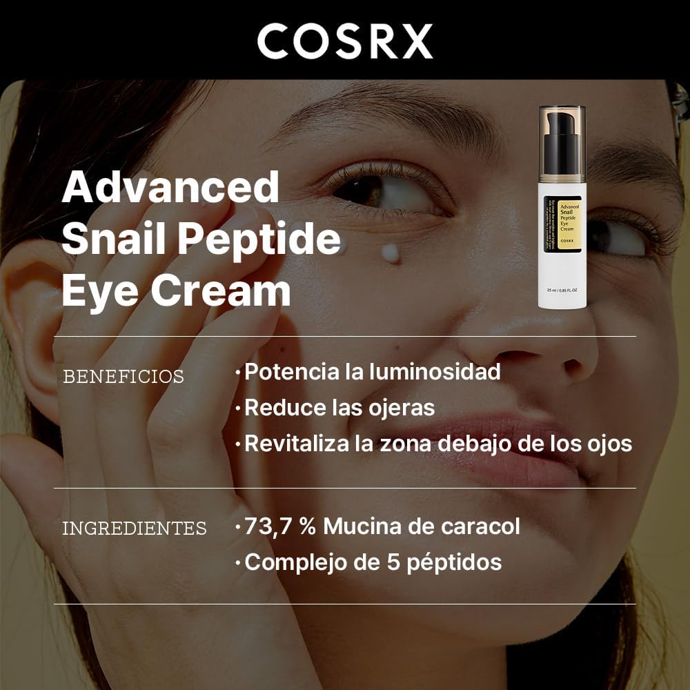COSRX Advanced Snail Peptide Eye Cream – Crema De Ojos Con 73.6% Mucina De Caracol Y 5 Péptidos 25 ML