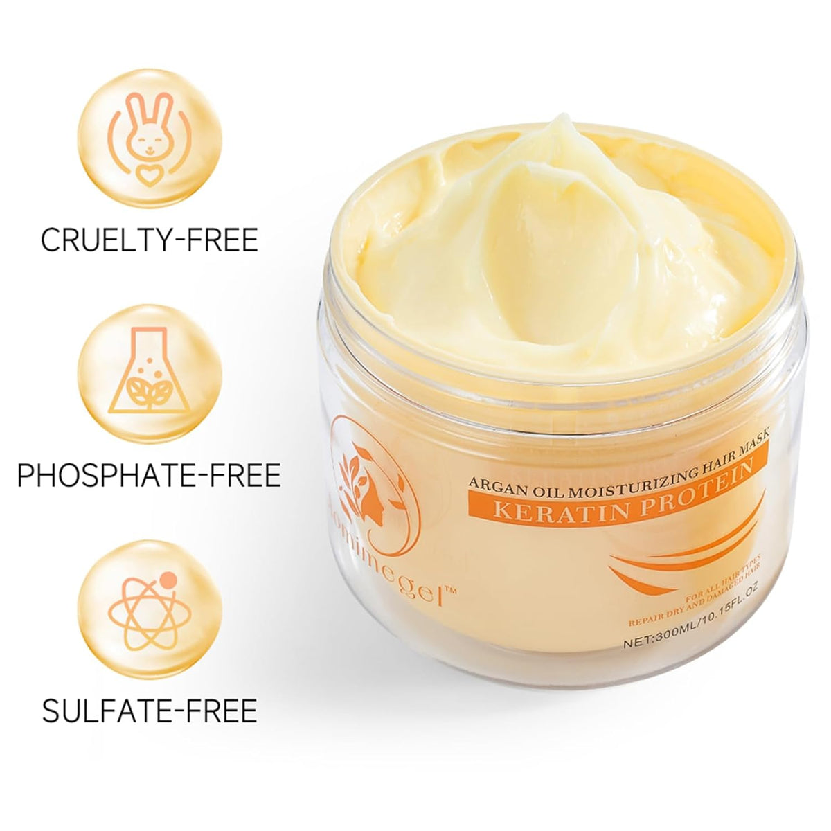 Yumimegel Argan Oil Moisturizing Hair Mask Keratin Protein – Mascarilla Capilar Reparadora Con Colágeno 300 ML