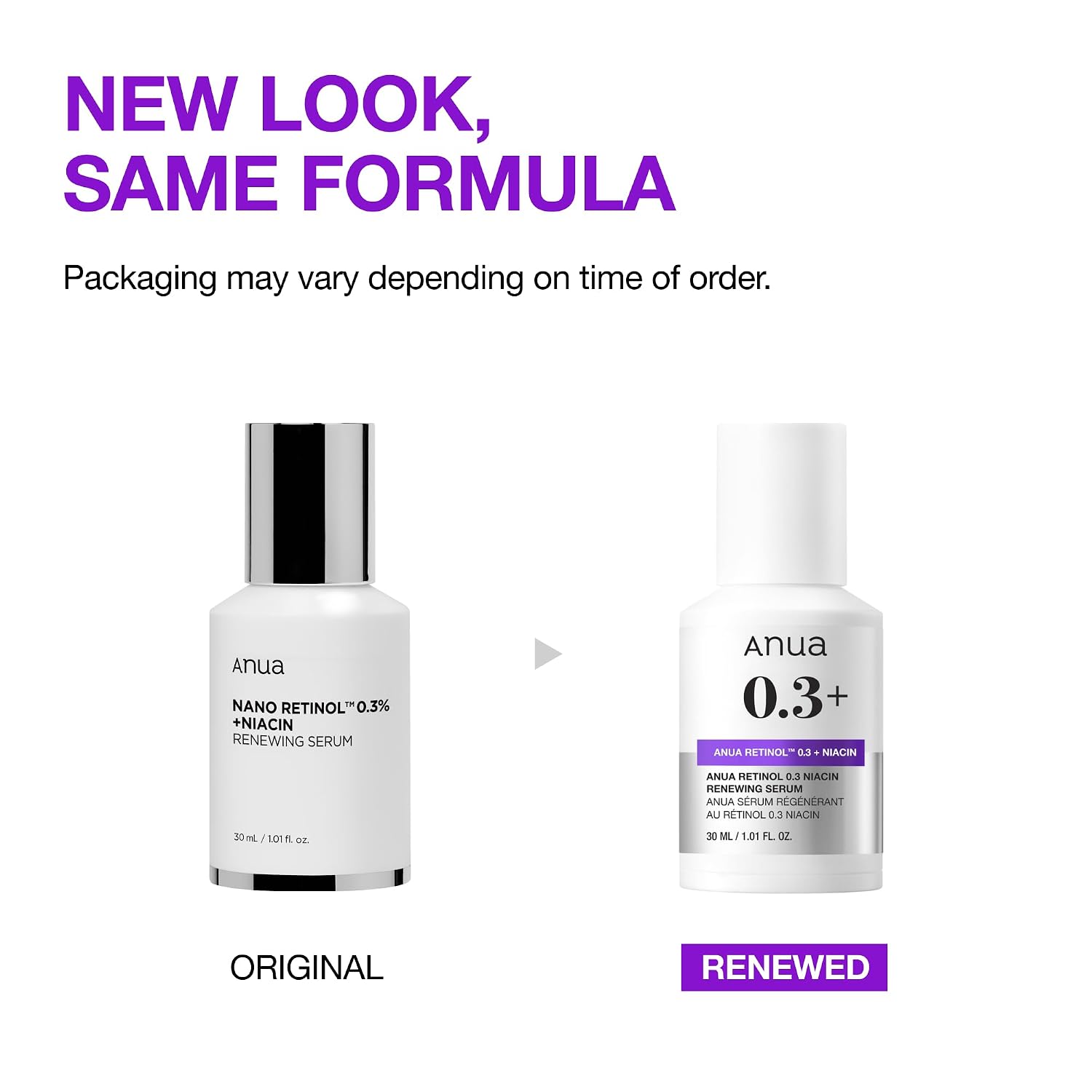ANUA Retinol Serum Sérum Facial con 0.3% Retinol y 5% Niacinamida Para Textura Uniforme y Piel Radiante 30 ml