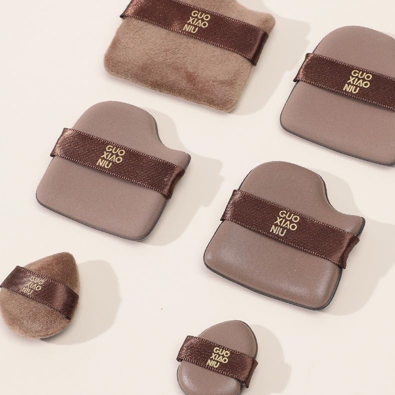 Guoxianiu Set De 6 Puffs De Maquillaje Color Chocolate – Esponjas Y Cojines Para Base Y Polvos