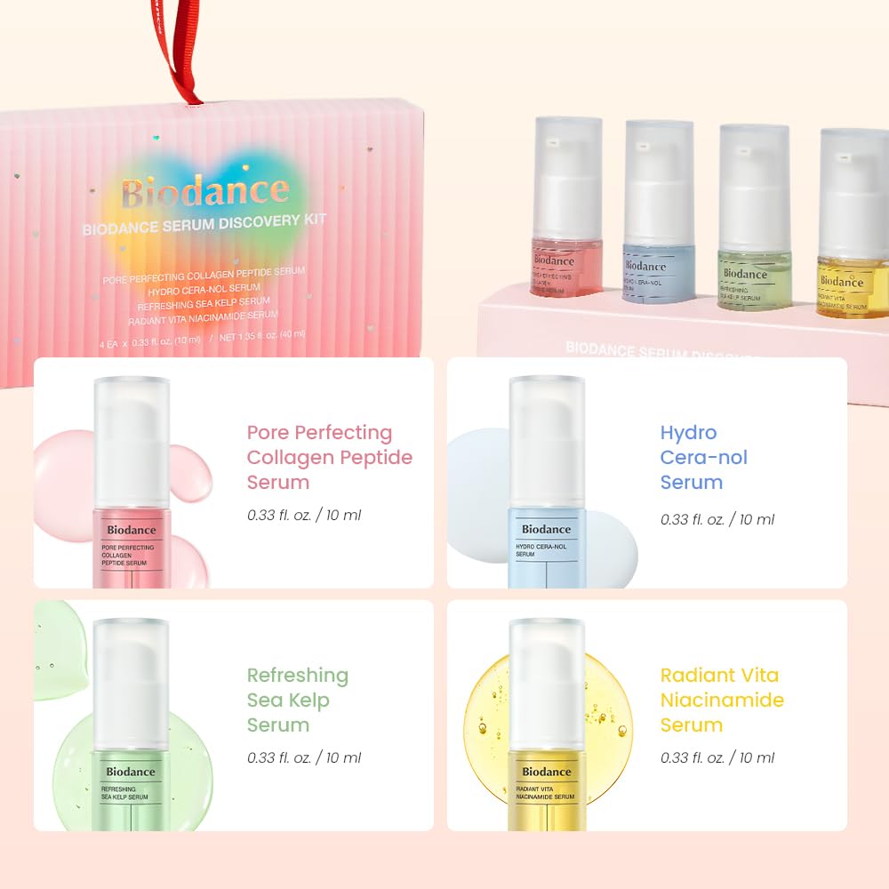 Biodance Serum Discovery Set – Kit De 4 Mini Sérums Coreanos 10ml Con Colágeno, Ceramidas, Alga Marina Y Vitamina C