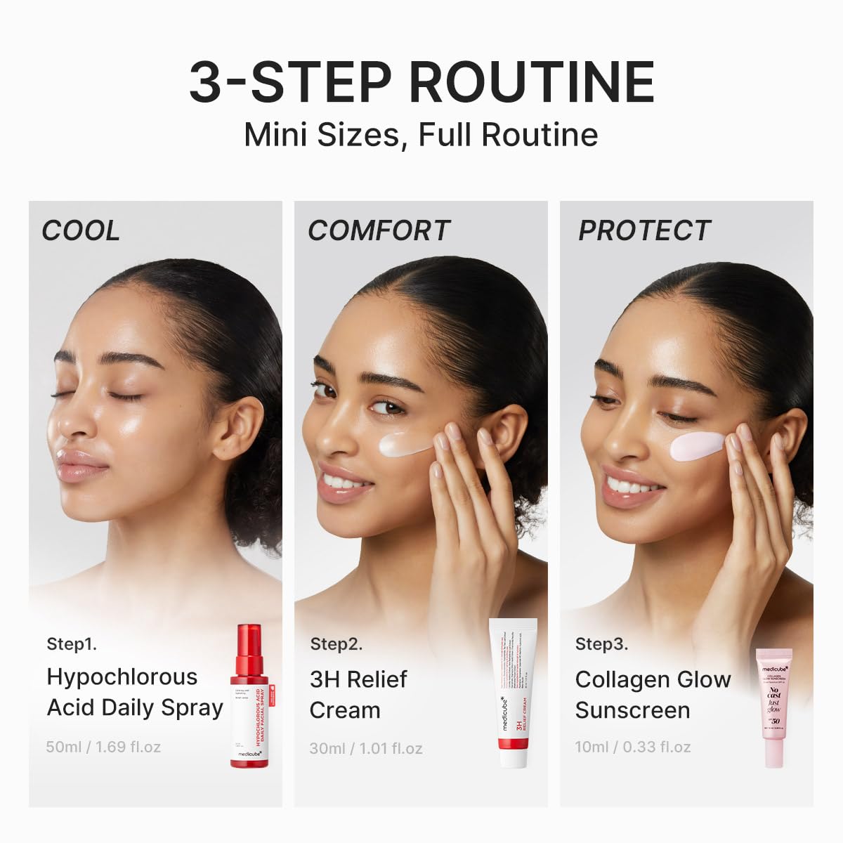 Medicube Summer-Ready Skincare Travel Kit – Set De 4 Piezas Con SPF, Spray HOCl Y Crema Calmante