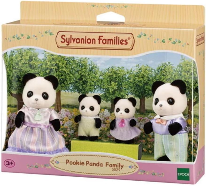 Sylvanian Families Pookie Panda Family (5529) – Set De 4 Figuras Coleccionables Con Ropa Removible