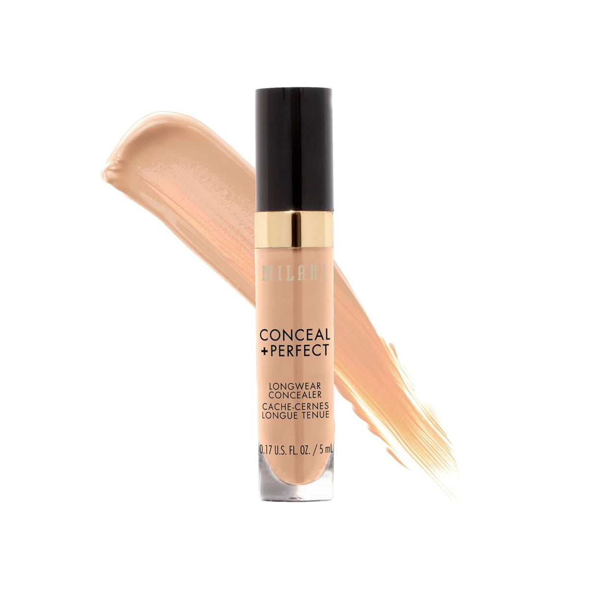 Milani Conceal + Perfect Longwear Concealer Medium Beige – Corrector Líquido Cobertura Total 12H Con Ácido Hialurónico