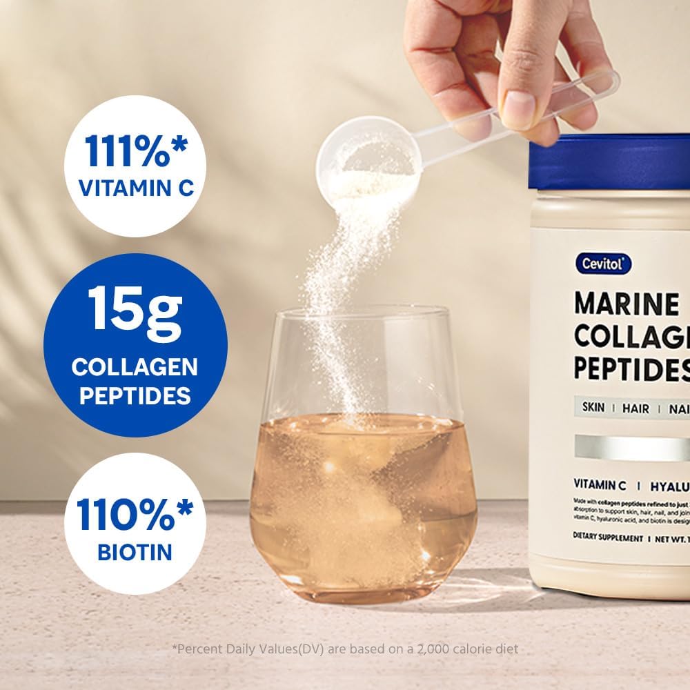 Cevitol Marine Collagen Peptides – Hydrolyzed Marine Collagen 300 Dalton With Vitamin C And Biotin 456 G
