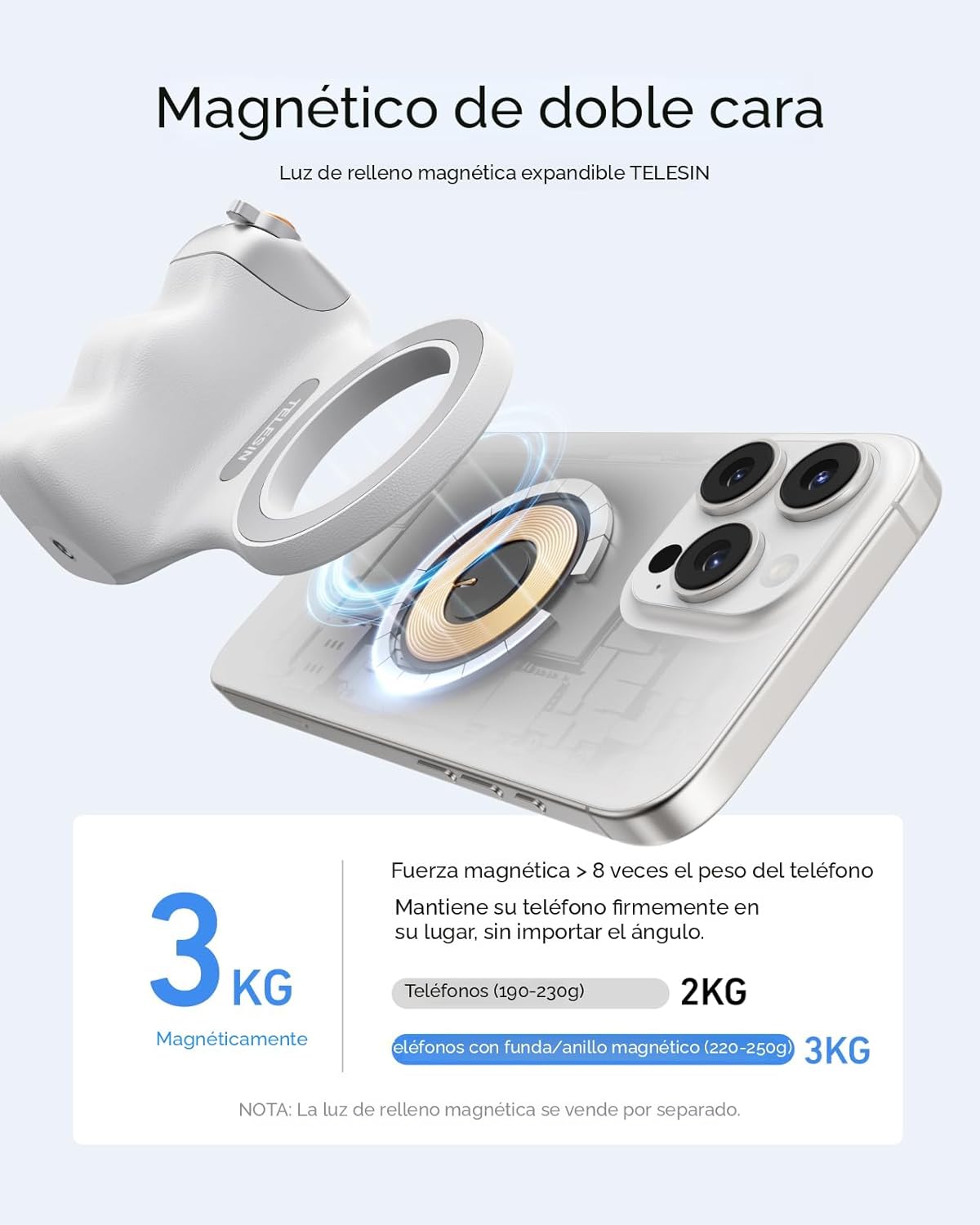 TELESIN Fun Shot — Disparador Bluetooth Con Empuñadura Para Smartphone Compatible Con MagSafe y Trípode