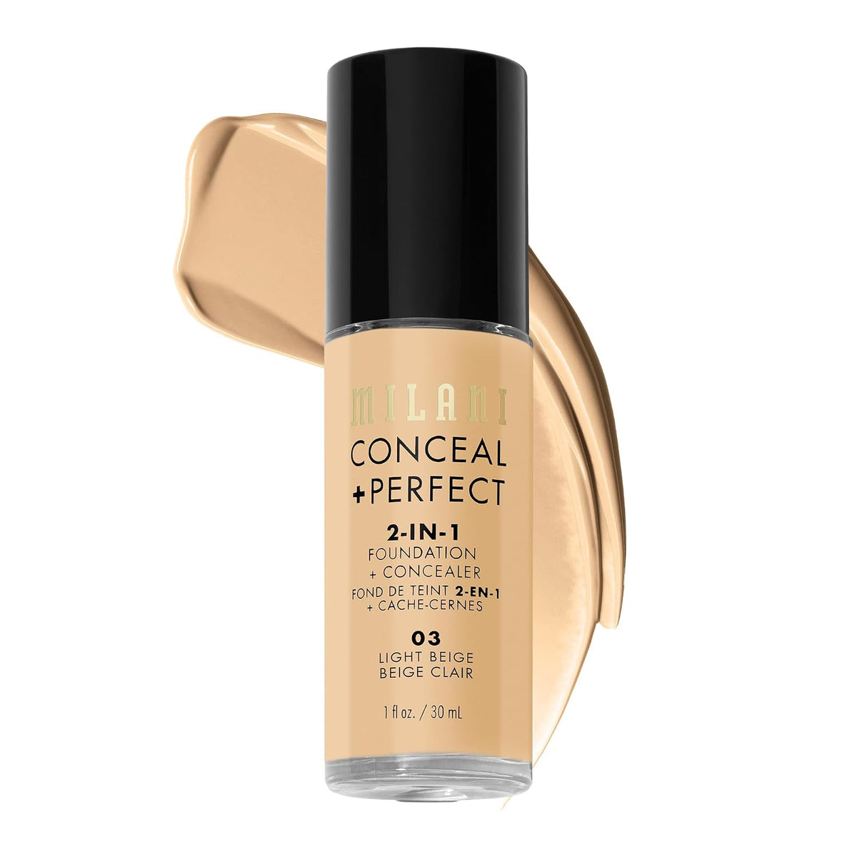 Milani Conceal + Perfect 2-In-1 Foundation + Concealer Light Beige – Base Líquida Cobertura Media A Total Waterproof