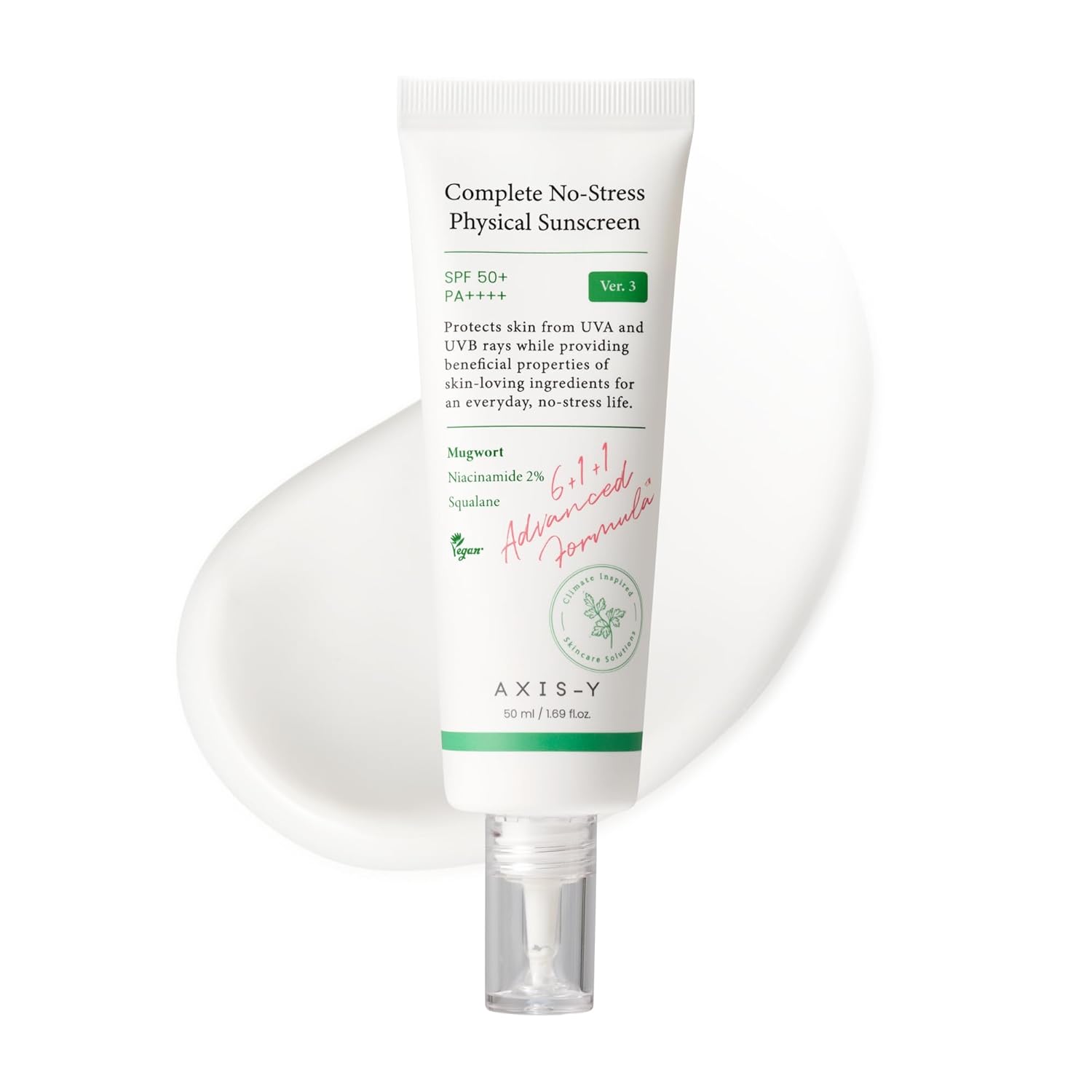 AXIS-Y Complete No-Stress Physical Sunscreen V3 — Protector Solar Mineral SPF50 Con 2% Niacinamida y Caléndula