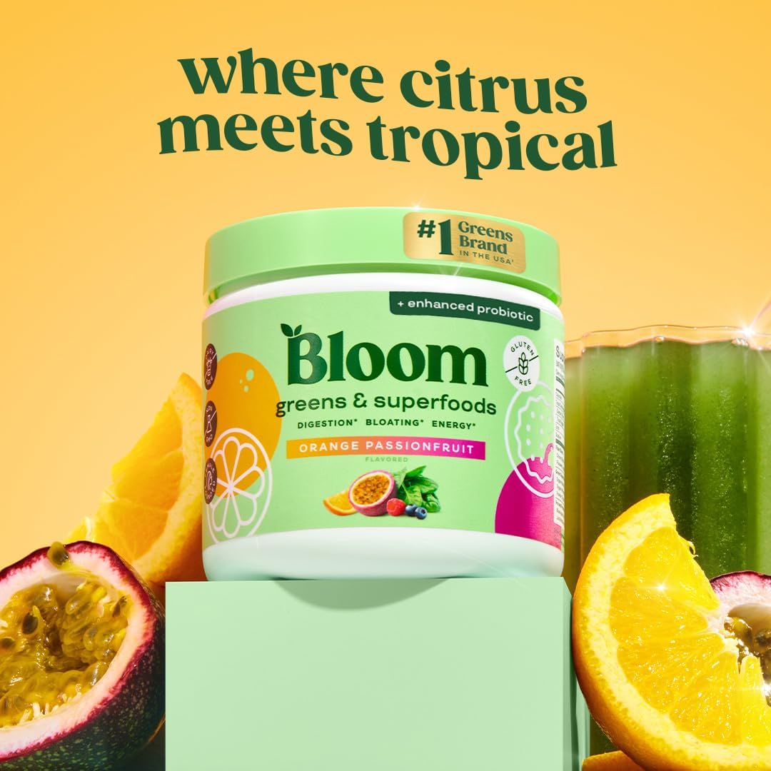 Bloom Nutrition Greens And Superfoods Orange Passionfruit – Suplemento Saludable 30 Porciones