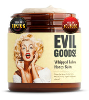 Evil Goods Unscented Whipped Tallow Honey Balm Bálsamo Hidratante Batido con Sebo y Miel Sin Fragancia Mini 2 oz