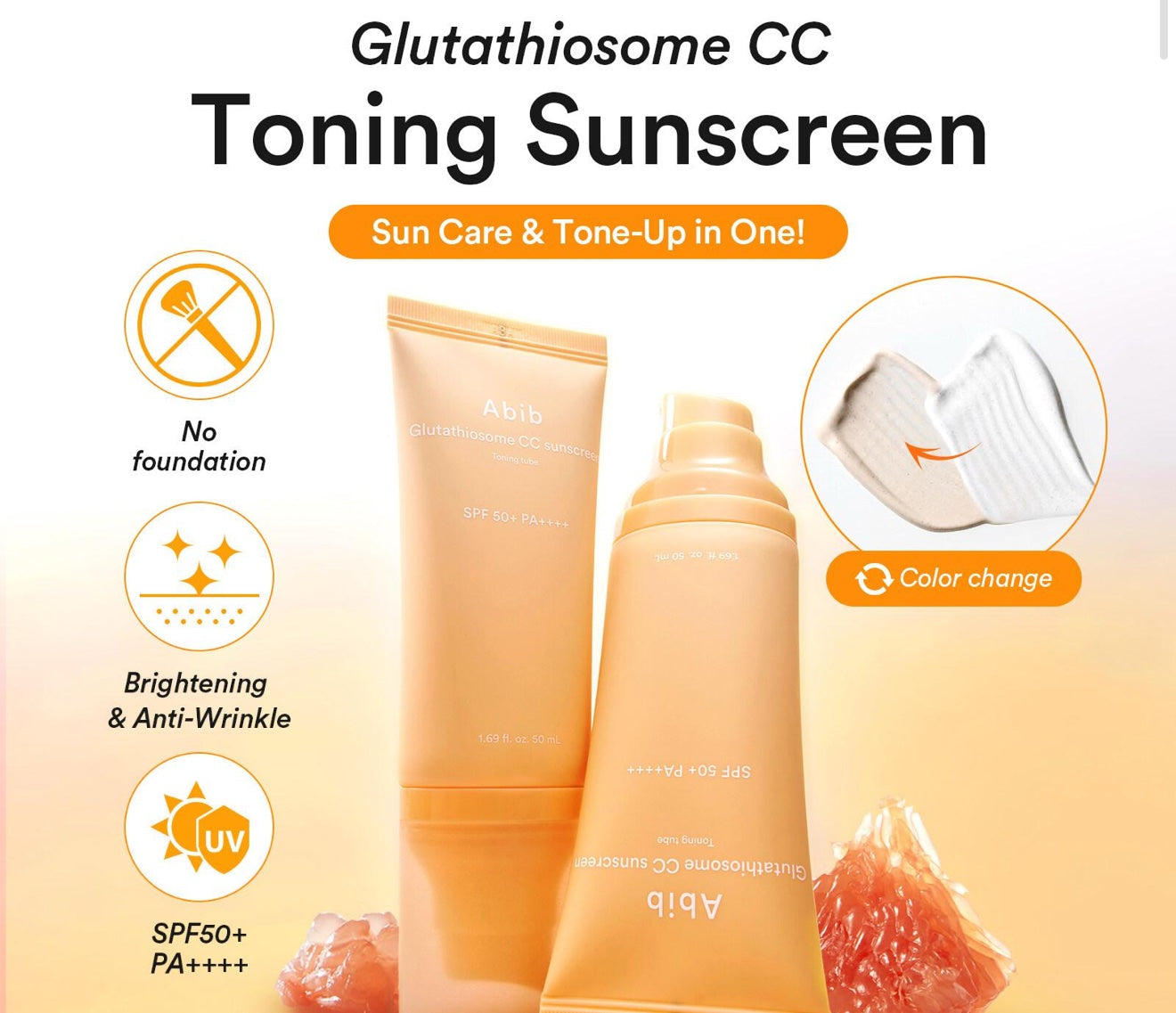 Abib Glutathiosome CC Sunscreen Toning Tube 50ml image 1