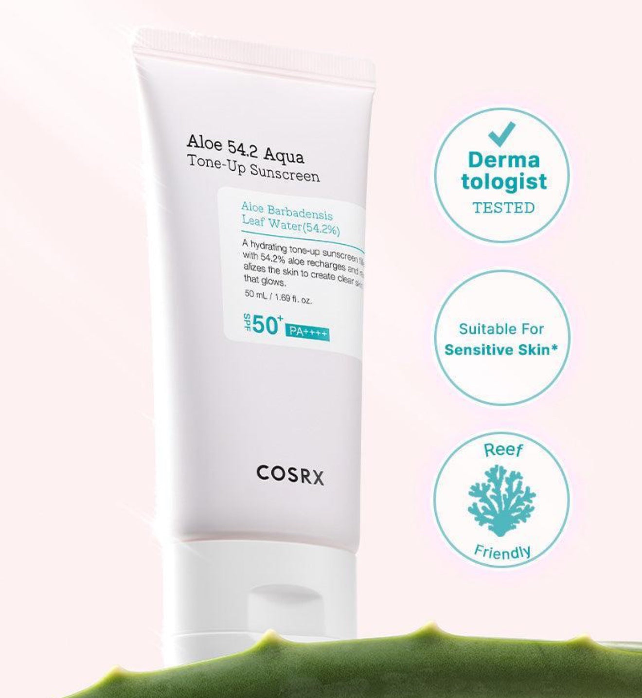 Cosrx Aloe 54.2 Aqua Tone-up Sunscreen SPF 50+ PA++++ image 1
