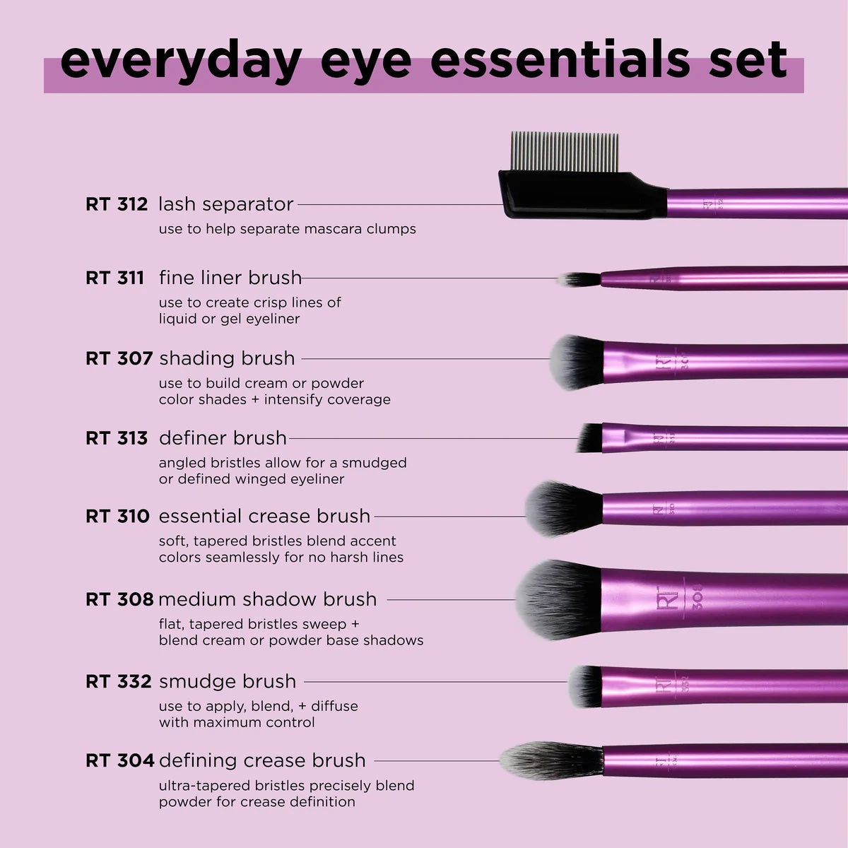 Real techniques Everyday Eye Essentials Makeup Brush Set image 1