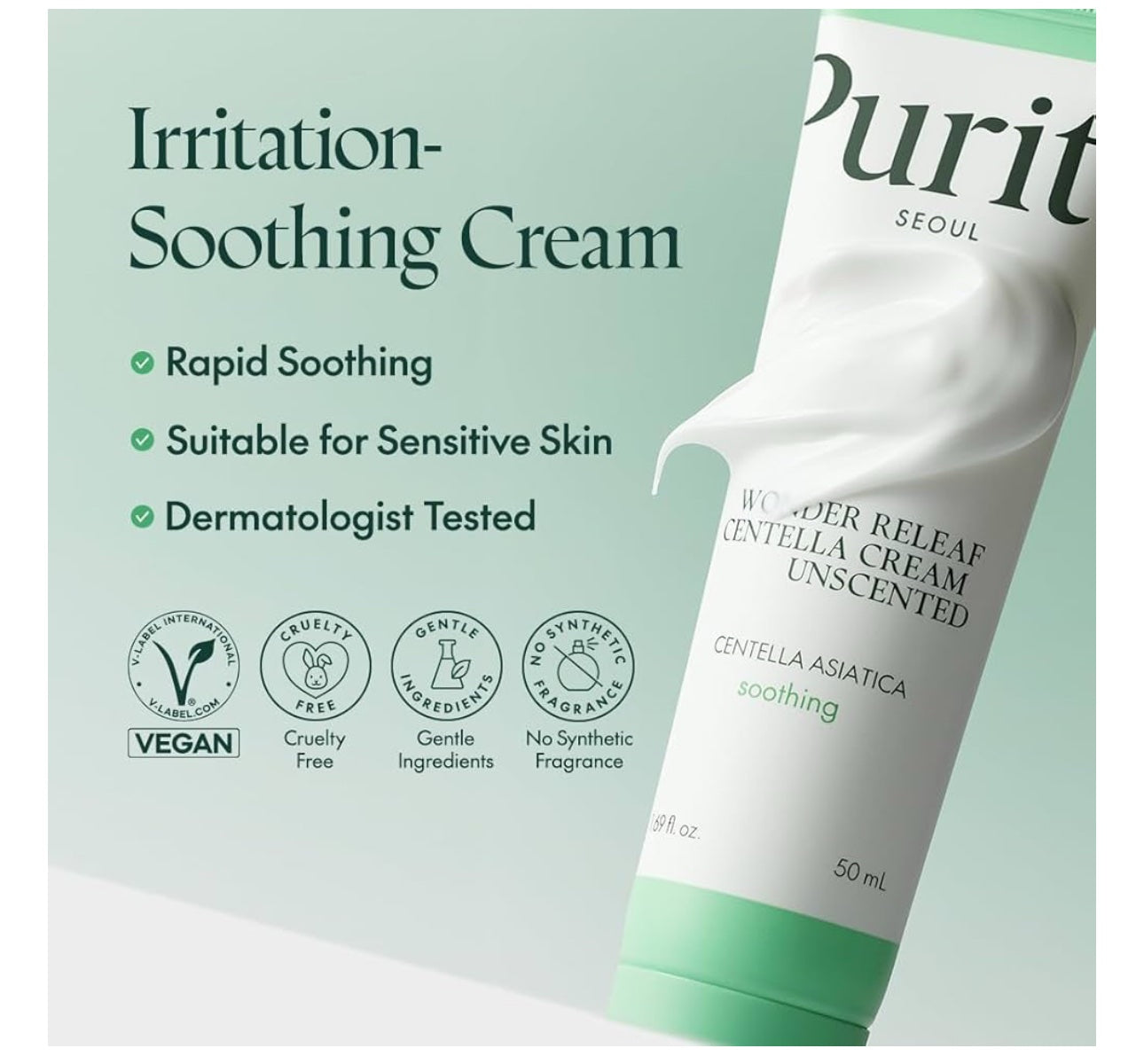 PURITO Centella - Crema sin perfume, centella coreana image 1