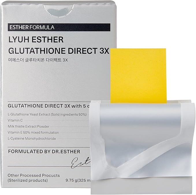 Lyuh Esther Glutathione Direct 3X (325 mg, 30 películas) - Película comestible con colágeno y vitamina C