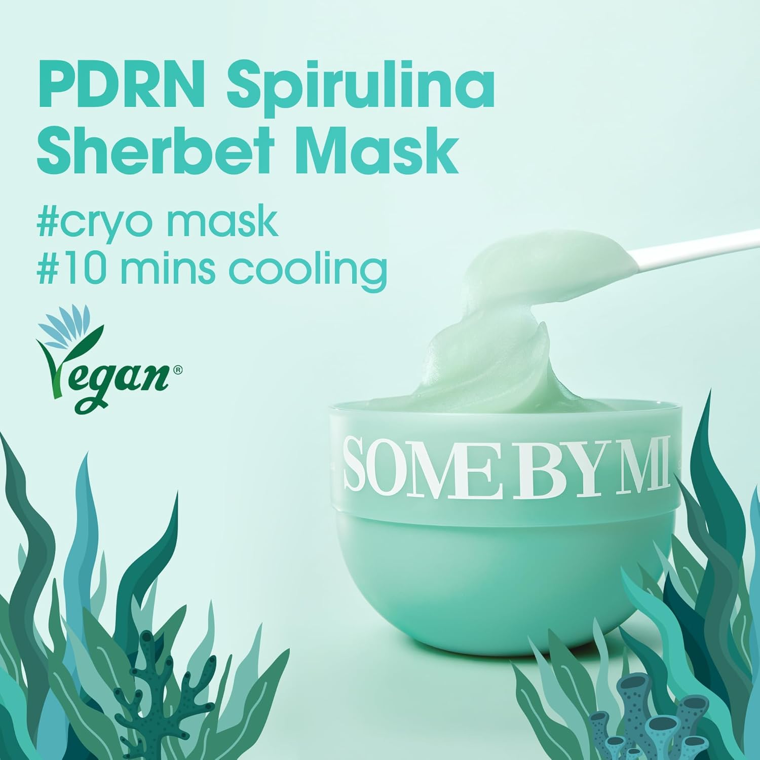 Some By Mi PDRN Máscara De Sorbete Calmante Con Espirulina | 10 Barras Veganas Coreanas Con Algas Marinas Y PHA