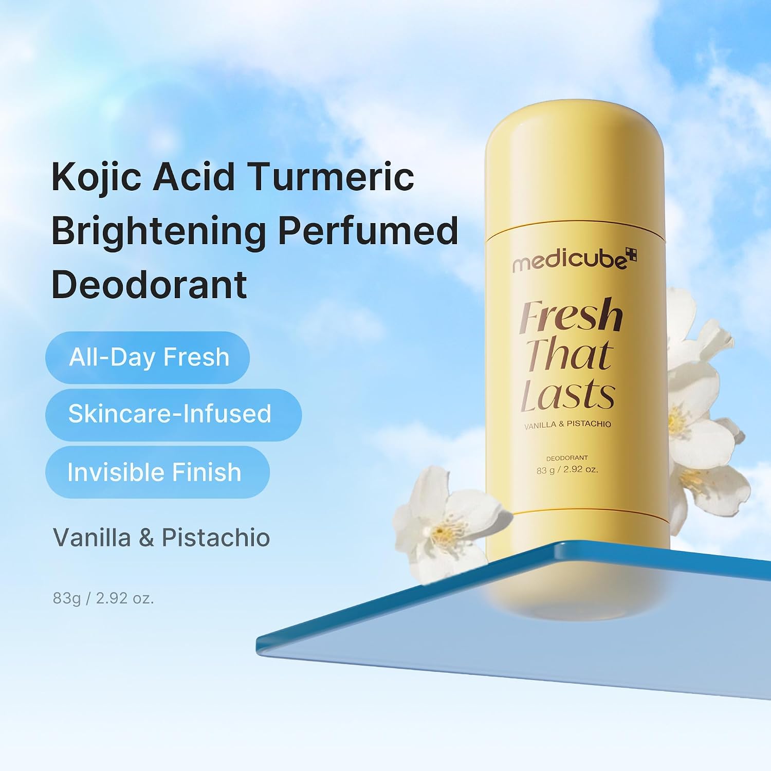 Medicube Kojic Acid & Turmeric Deodorant – Desodorante Sin Aluminio Iluminador Vanilla Pistachio 83 G