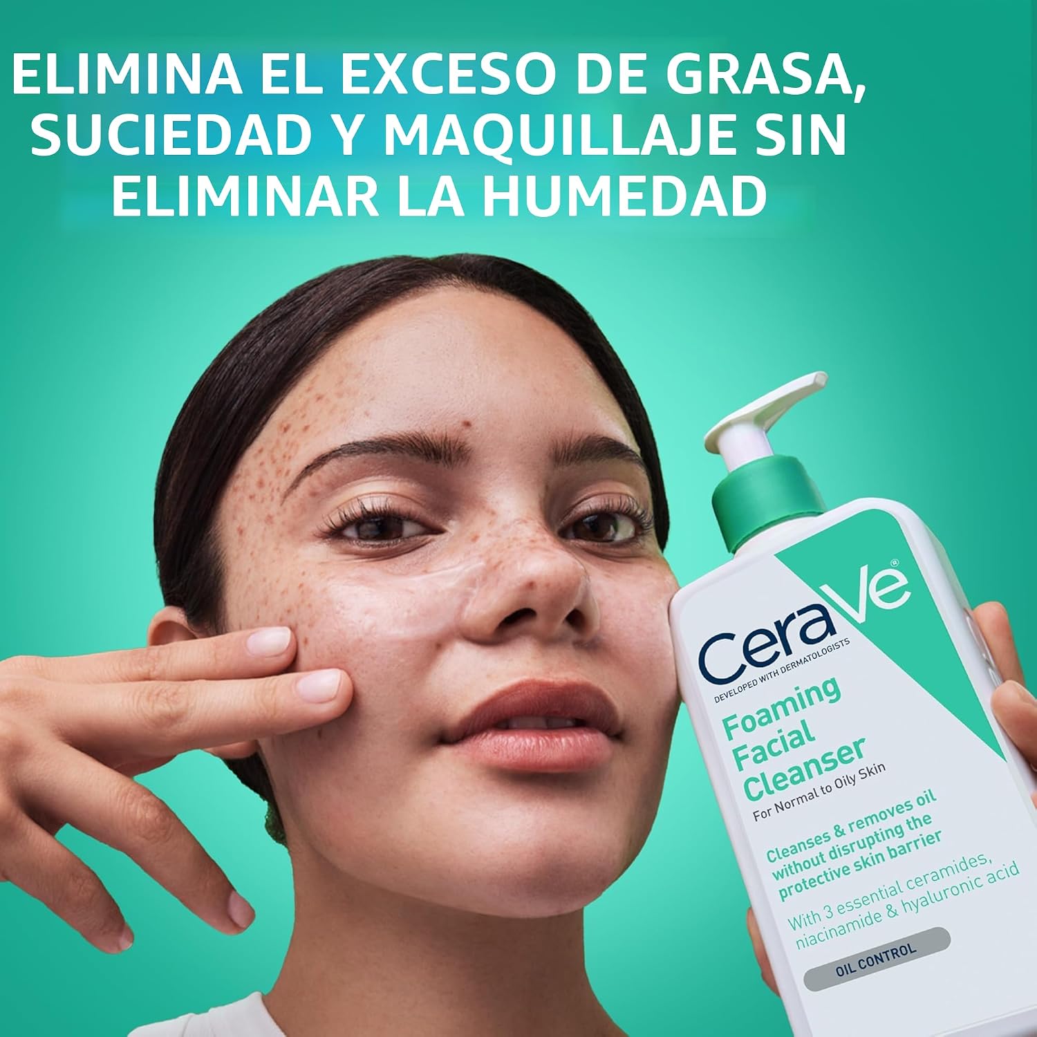 CeraVe Limpiador Facial Espumoso Foaming Facial Cleanser Para Piel Normal A Grasa 473 ml