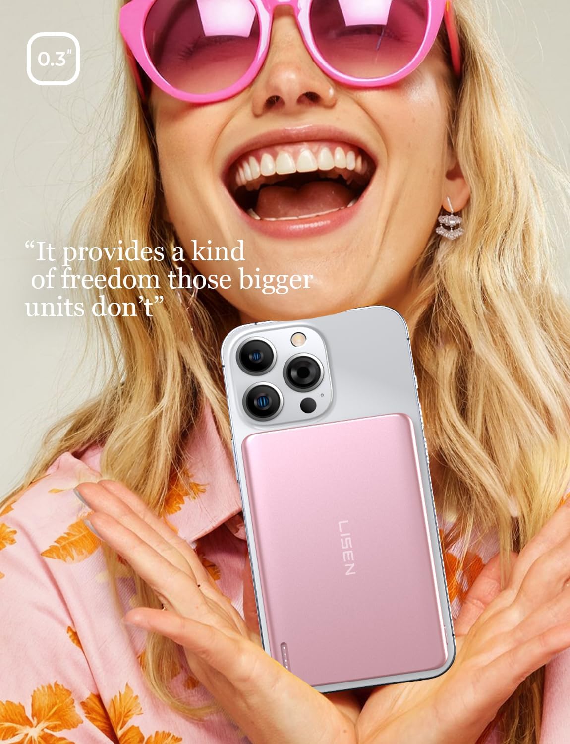 LISEN Cargador Portátil MagSafe Ultra Delgado — Power Bank Inalámbrico De 5000 mAh Con Diseño Tipo Tarjeta (0.3” de Grosor)