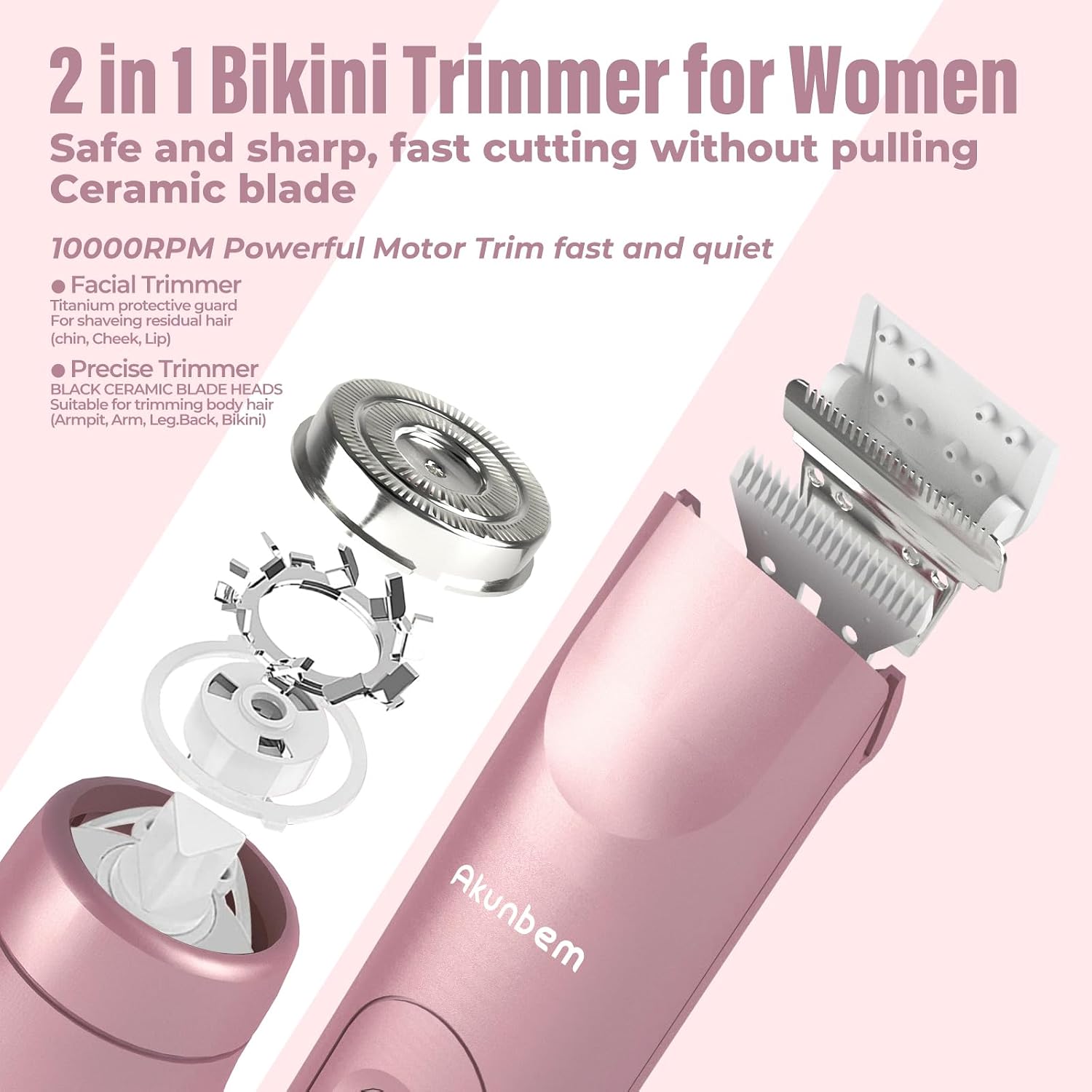Akunbem Women Electric Shaver Rasuradora Eléctrica Recargable Para Mujer Resistente Al Agua
